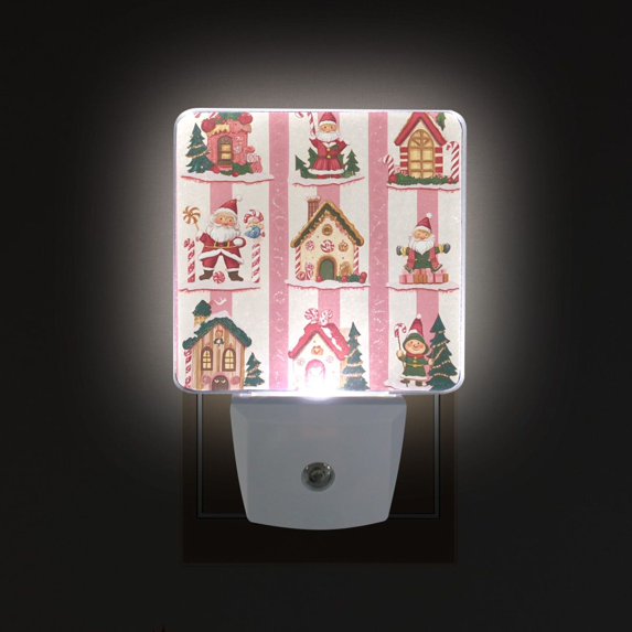 Yayeee LED Plug in Night Light for The Home with Auto Dusk to Dawn Light Sensors, 2 Pack, Green Christmas Houses