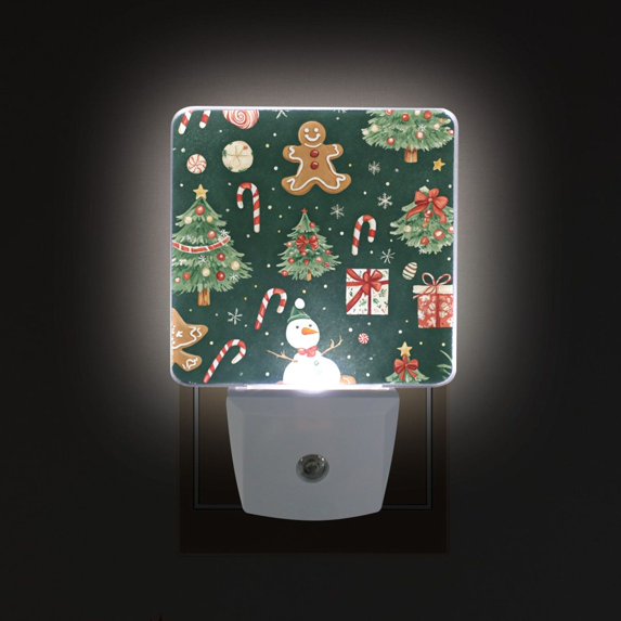 Yayeee LED Plug in Night Light for The Home with Auto Dusk to Dawn Light Sensors, 2 Pack, Green Christmas Trees