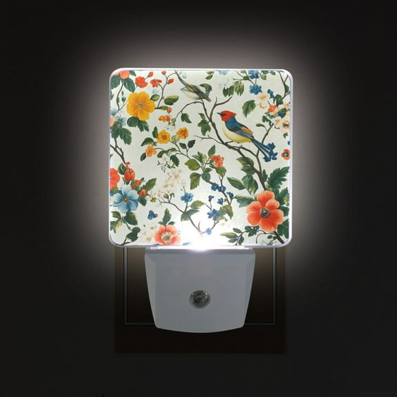 Yayeee LED Night Light for The Home Plug in With Light Sensors 2 Pack, Green Floral Pattern