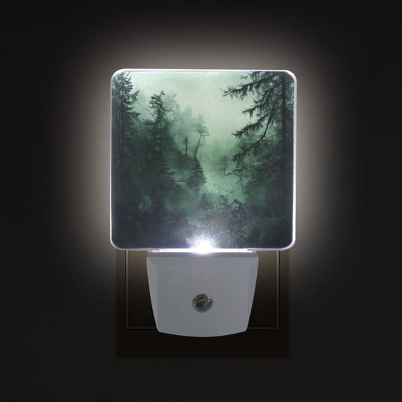 Yayeee LED Plug in Night Light for The Home with Auto Dusk to Dawn Light Sensors, 2 Pack, Green Forest
