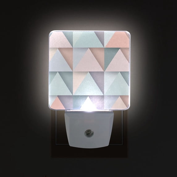 Yayeee LED Night Light for The Home Plug in With Light Sensors 2 Pack, Green Geometric