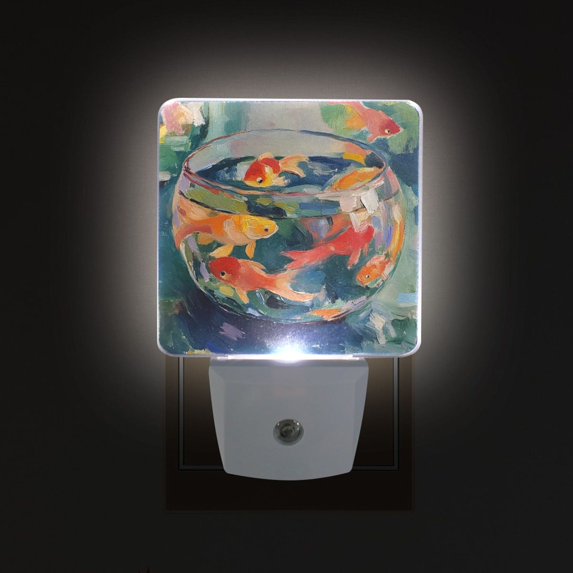 Yayeee LED Plug in Night Light for The Home with Auto Dusk to Dawn Light Sensors, 2 Pack, Green Goldfish