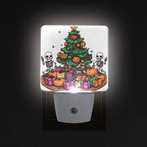 Yayeee LED Plug in Night Light for The Home with Auto Dusk to Dawn Light Sensors, 2 Pack, Green Halloween Christmas Trees
