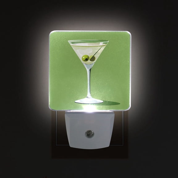 Yayeee LED Night Light for The Home Plug in With Light Sensors 2 Pack, Green Martini Glass