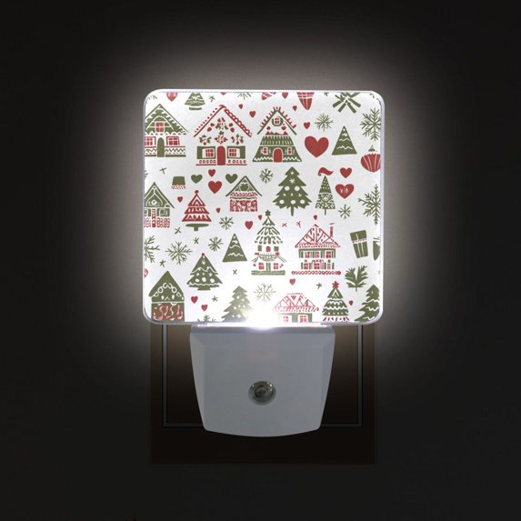 Yayeee LED Plug in Night Light for The Home with Auto Dusk to Dawn Light Sensors, 2 Pack, Green Nordic Christmas