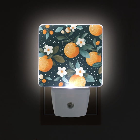 Yayeee LED Night Light for The Home Plug in With Light Sensors 2 Pack, Green Oranges