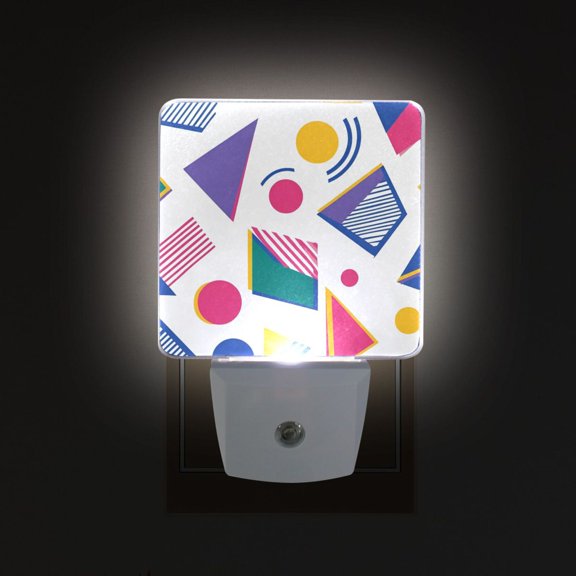 Yayeee LED Plug in Night Light for The Home with Auto Dusk to Dawn Light Sensors, 2 Pack, Green Retro Shapes