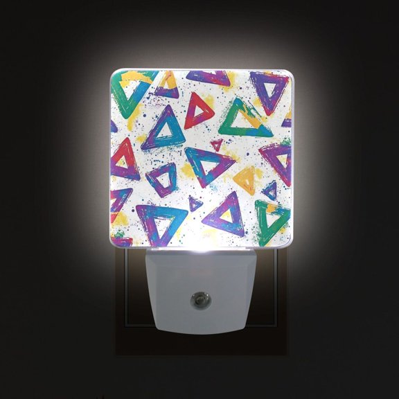Yayeee LED Plug in Night Light for The Home with Auto Dusk to Dawn Light Sensors, 2 Pack, Green Simple Triangles