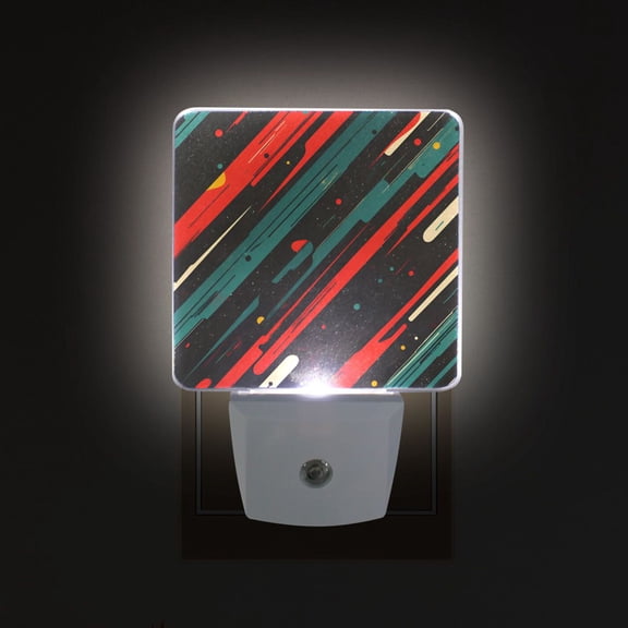 Yayeee LED Plug in Night Light for The Home with Auto Dusk to Dawn Light Sensors, 2 Pack, Green Stars Abstract