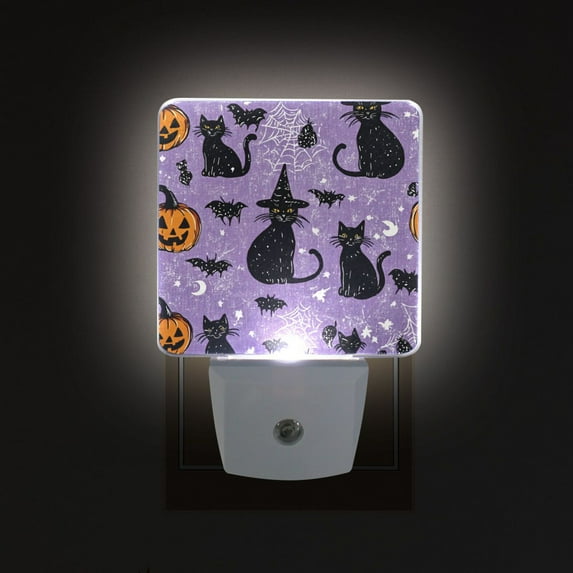 Yayeee LED Night Light for The Home Plug in With Light Sensors 2 Pack, Halloween Cats