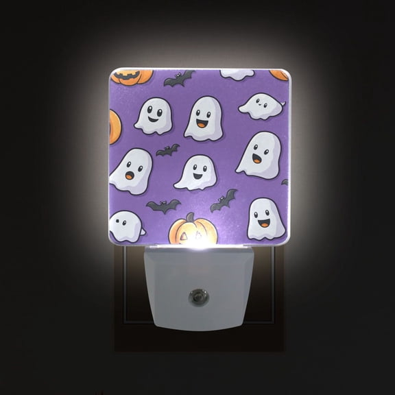 Yayeee LED Plug in Night Light for The Home with Auto Dusk to Dawn Light Sensors, 2 Pack, Halloween Ghosts Purple