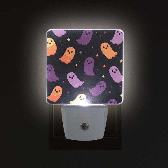 Yayeee LED Night Light for The Home Plug in With Light Sensors 2 Pack, Halloween Purple Ghosts