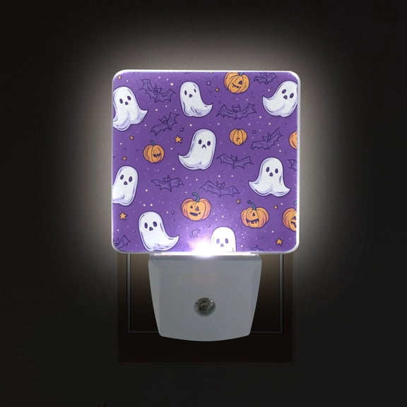 Yayeee LED Plug in Night Light for The Home with Auto Dusk to Dawn Light Sensors, 2 Pack, Halloween Purple Ghosts