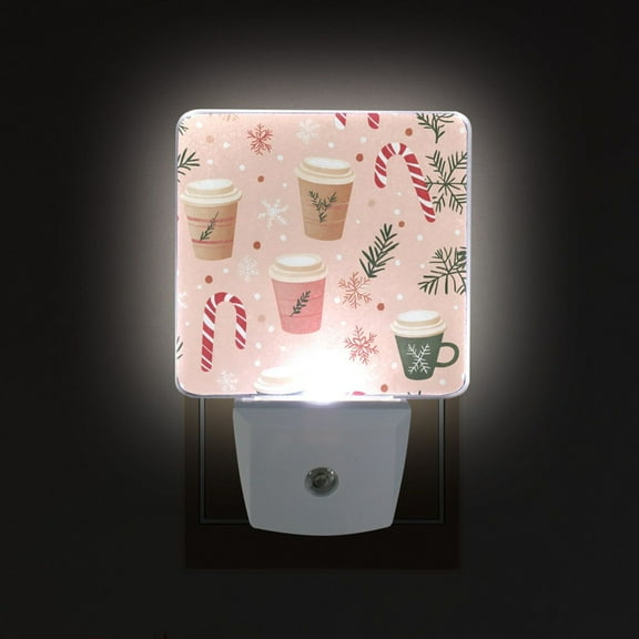 Yayeee LED Night Light for The Home Plug in With Light Sensors 2 Pack, Hand Drawn Cups