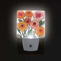 Yayeee LED Night Light for The Home Plug in With Light Sensors 2 Pack, Hand Drawn Floral
