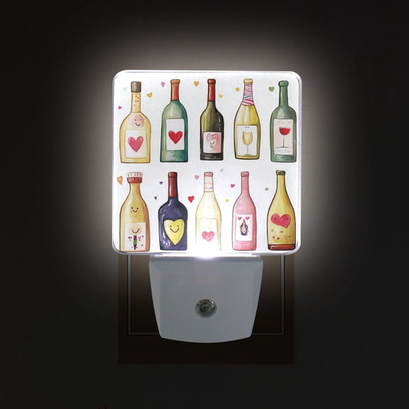 Yayeee LED Plug in Night Light for The Home with Auto Dusk to Dawn Light Sensors, 2 Pack, Happy Face Bottles