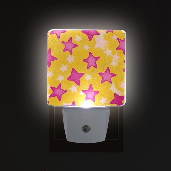 Yayeee LED Plug in Night Light for The Home with Auto Dusk to Dawn Light Sensors, 2 Pack, Large Pink Stars