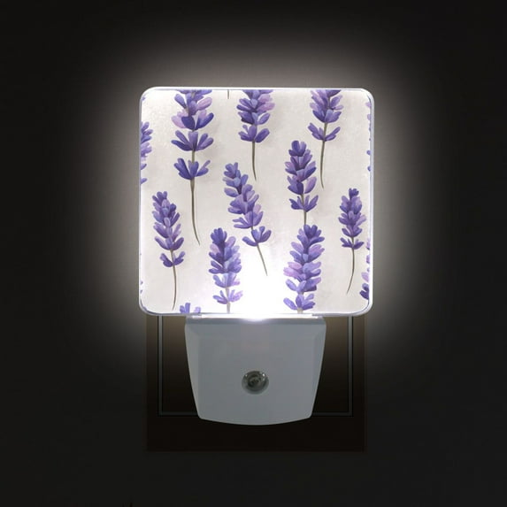Yayeee LED Night Light for The Home Plug in With Light Sensors 2 Pack, Lavender Pattern