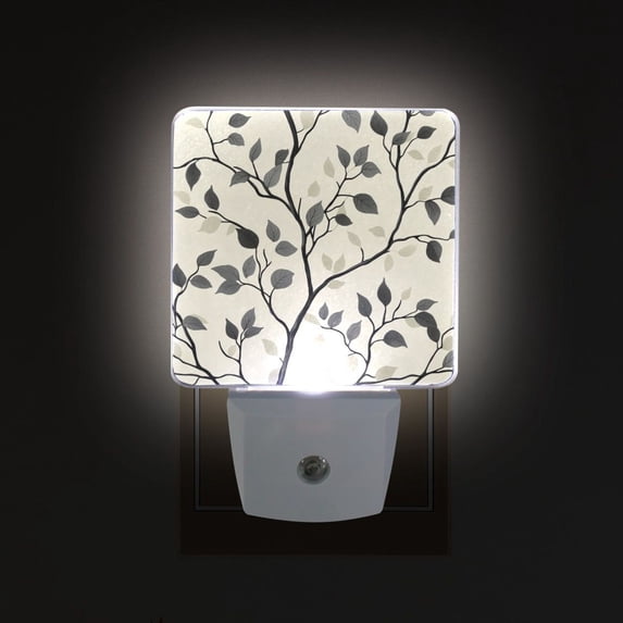 Yayeee LED Plug in Night Light for The Home with Auto Dusk to Dawn Light Sensors, 2 Pack, Leaves Pattern