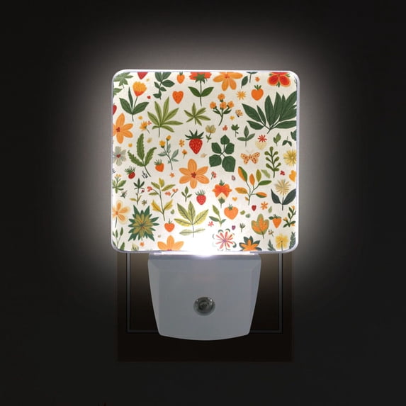 Yayeee LED Plug in Night Light for The Home with Auto Dusk to Dawn Light Sensors, 2 Pack, Leaves Pattern