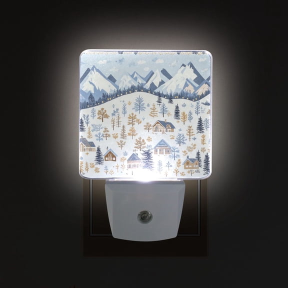 Yayeee LED Plug in Night Light for The Home with Auto Dusk to Dawn Light Sensors, 2 Pack, Light Blue Mountain
