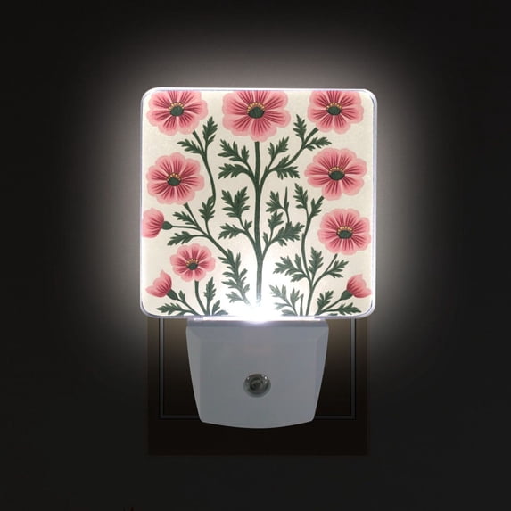 Yayeee LED Plug in Night Light for The Home with Auto Dusk to Dawn Light Sensors, 2 Pack, Light Pink Flowers