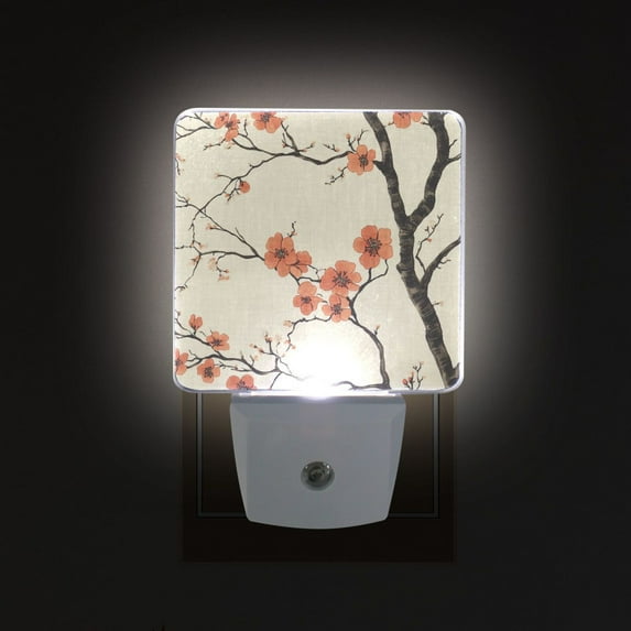 Yayeee LED Plug in Night Light for The Home with Auto Dusk to Dawn Light Sensors, 2 Pack, Light Red Flowers