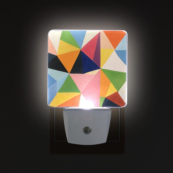 Yayeee LED Plug in Night Light for The Home with Auto Dusk to Dawn Light Sensors, 2 Pack, Minimalist Triangles