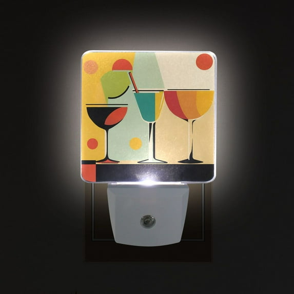 Yayeee LED Plug in Night Light for The Home with Auto Dusk to Dawn Light Sensors, 2 Pack, Modern Glass