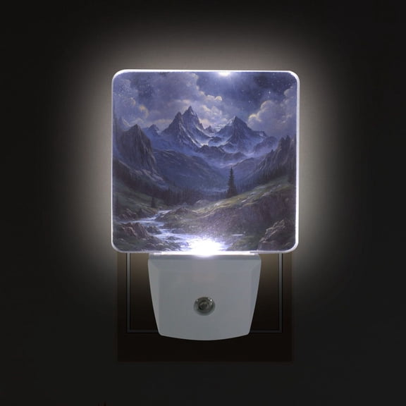 Yayeee LED Plug in Night Light for The Home with Auto Dusk to Dawn Light Sensors, 2 Pack, Moonlight Mountain