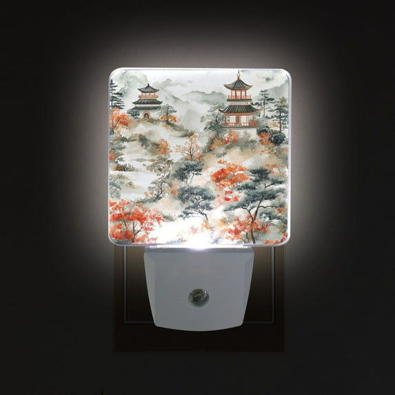 Yayeee LED Night Light for The Home Plug in With Light Sensors 2 Pack, Mountain Pattern