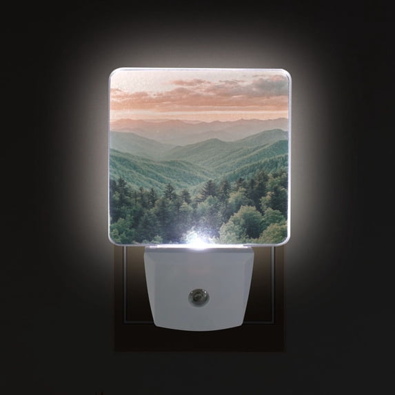 Yayeee LED Plug in Night Light for The Home with Auto Dusk to Dawn Light Sensors, 2 Pack, Mountains at Dawn