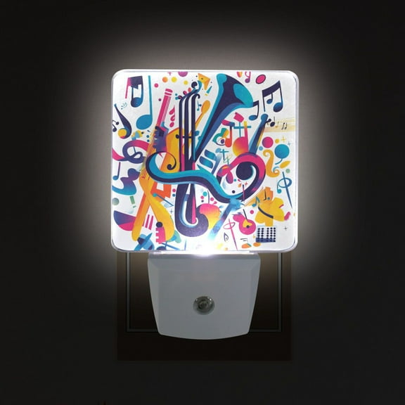 Yayeee LED Plug in Night Light for The Home with Auto Dusk to Dawn Light Sensors, 2 Pack, Musical Pattern