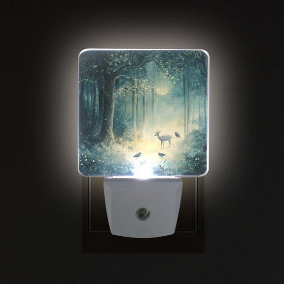 Yayeee LED Night Light for The Home Plug in With Light Sensors 2 Pack, Night Forest Scene