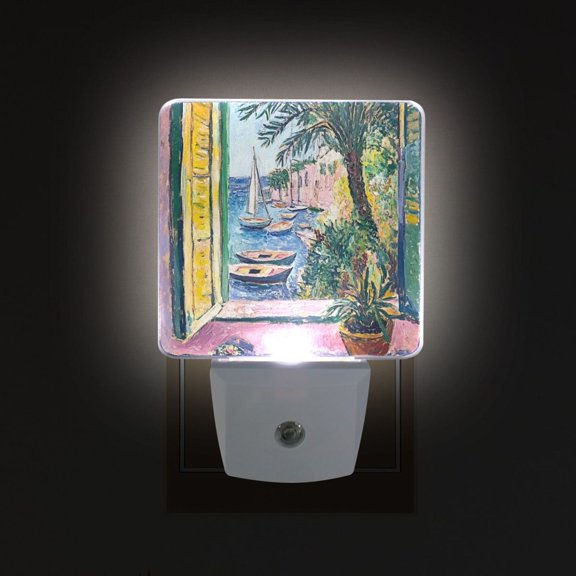 Yayeee LED Plug in Night Light for The Home with Auto Dusk to Dawn Light Sensors, 2 Pack, Ocean Boat