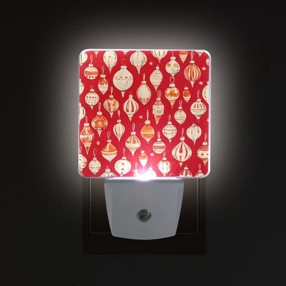 Yayeee LED Plug in Night Light for The Home with Auto Dusk to Dawn Light Sensors, 2 Pack, Orange Christmas Ornaments Pattern