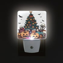 Yayeee LED Night Light for The Home Plug in With Light Sensors 2 Pack, Orange Halloween Trees
