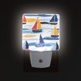 thumbnail image 1 of Yayeee LED Plug in Night Light for The Home with Auto Dusk to Dawn Light Sensors, 2 Pack, Orange Hand Drawn Sailboats, 1 of 6