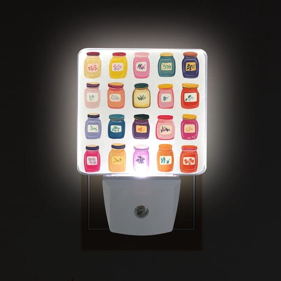 Yayeee LED Plug in Night Light for The Home with Auto Dusk to Dawn Light Sensors, 2 Pack, Orange Jar