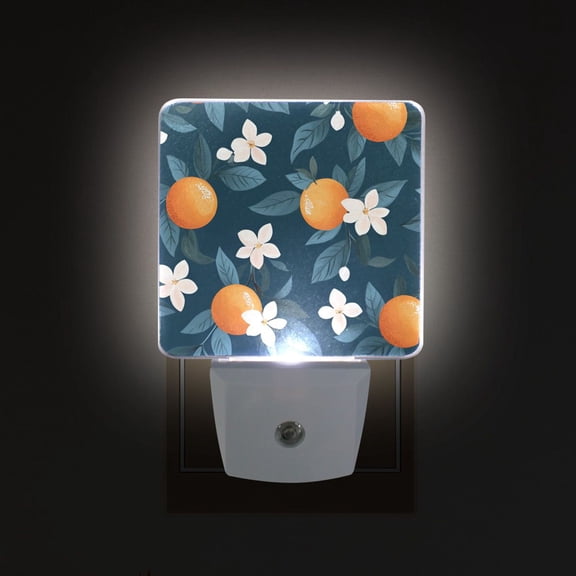 Yayeee LED Plug in Night Light for The Home with Auto Dusk to Dawn Light Sensors, 2 Pack, Oranges Pattern