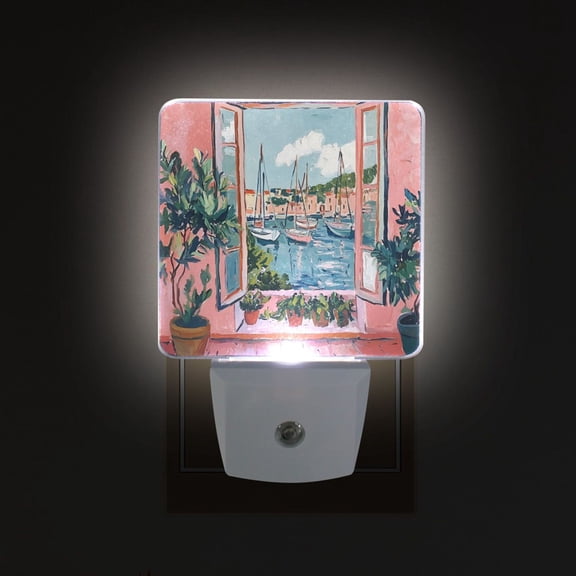 Yayeee LED Night Light for The Home Plug in With Light Sensors 2 Pack, Pink Boat