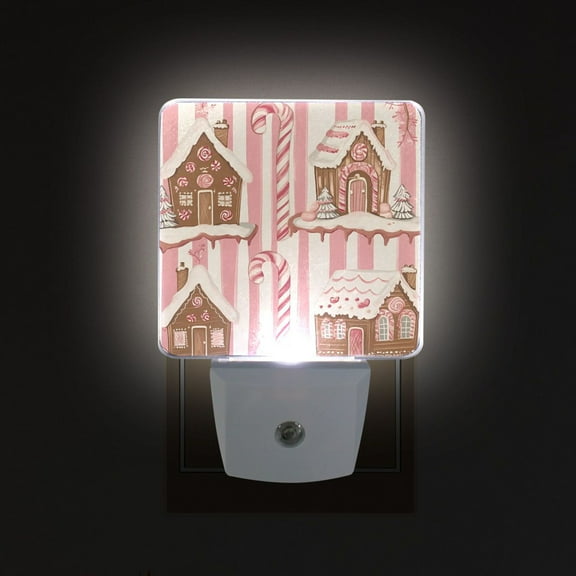 Yayeee LED Night Light for The Home Plug in With Light Sensors 2 Pack, Pink Candy House