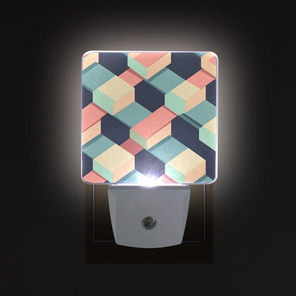 Yayeee LED Plug in Night Light for The Home with Auto Dusk to Dawn Light Sensors, 2 Pack, Pink Cubes