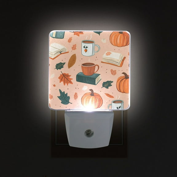 Yayeee LED Night Light for The Home Plug in With Light Sensors 2 Pack, Pink Fall Coffee