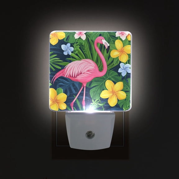 Yayeee LED Night Light for The Home Plug in With Light Sensors 2 Pack, Pink Flamingo Pattern