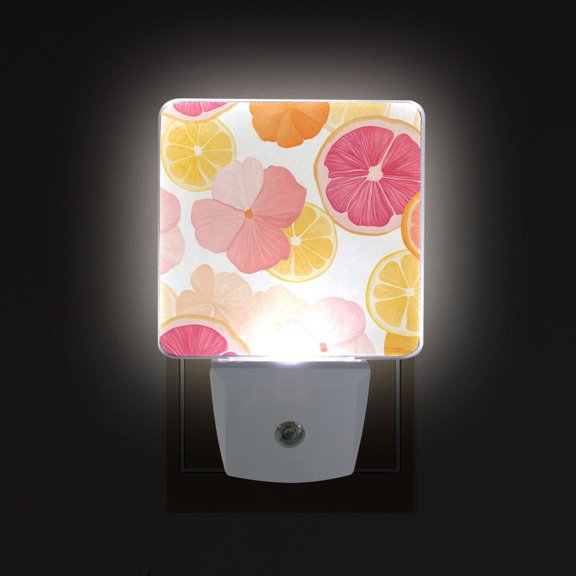 Yayeee LED Night Light for The Home Plug in With Light Sensors 2 Pack, Pink Floral Orange