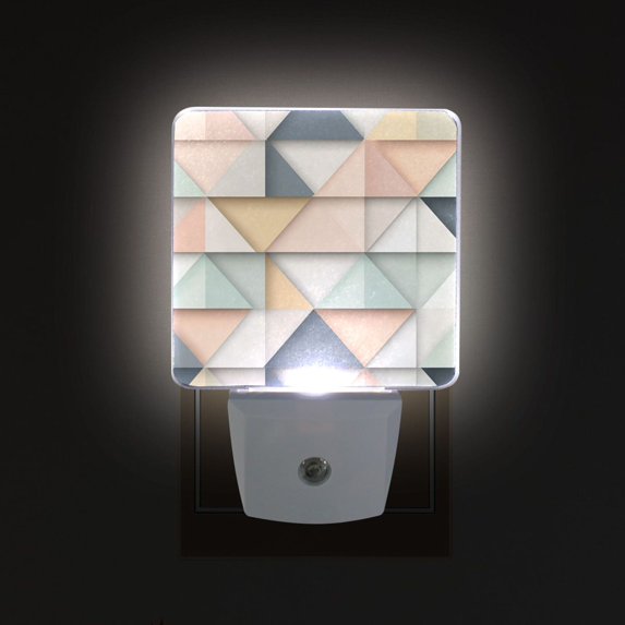 Yayeee LED Night Light for The Home Plug in With Light Sensors 2 Pack, Pink Geometric