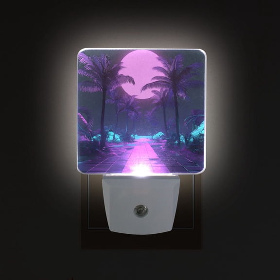 Yayeee LED Plug in Night Light for The Home with Auto Dusk to Dawn Light Sensors, 2 Pack, Pink Neon Road