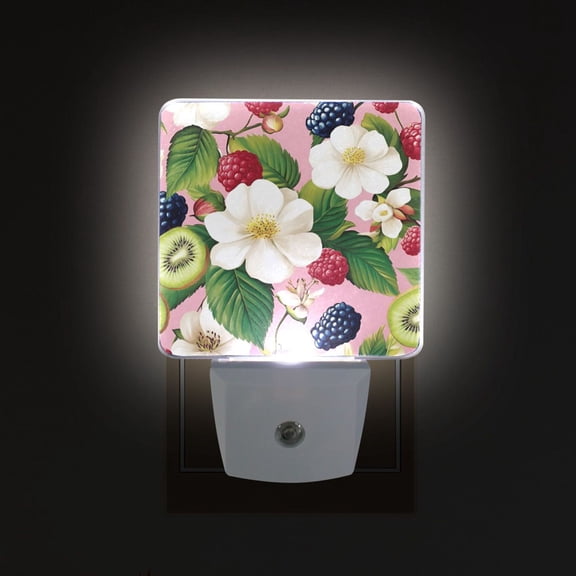 Yayeee LED Plug in Night Light for The Home with Auto Dusk to Dawn Light Sensors, 2 Pack, Pink Raspberries