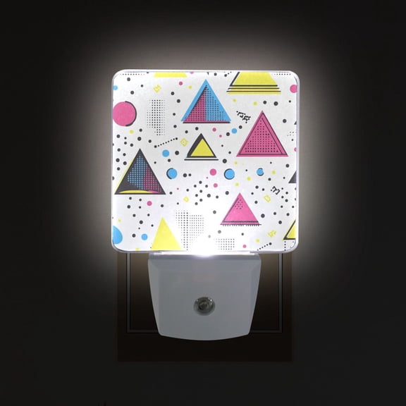 Yayeee LED Plug in Night Light for The Home with Auto Dusk to Dawn Light Sensors, 2 Pack, Pink Simple Shapes